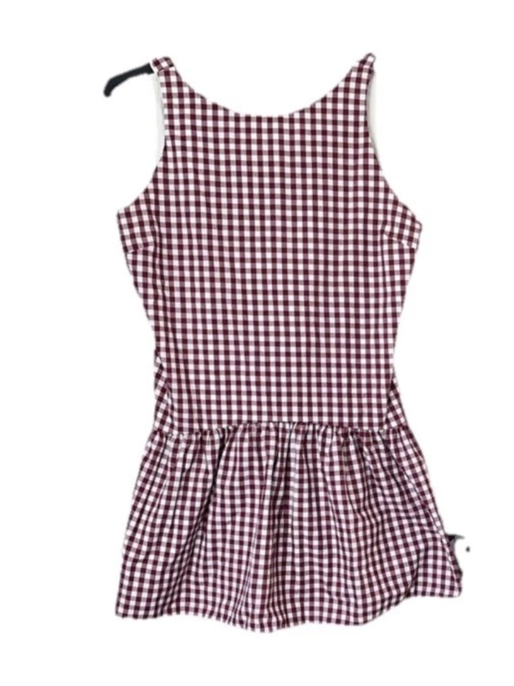 Peixoto Addison Gingham Mini Dress Merlot Size Large Drop Waist NWT - Picture 4 of 8